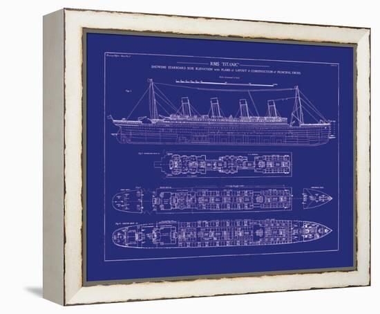 Titanic Blueprint I-The Vintage Collection-Framed Stretched Canvas