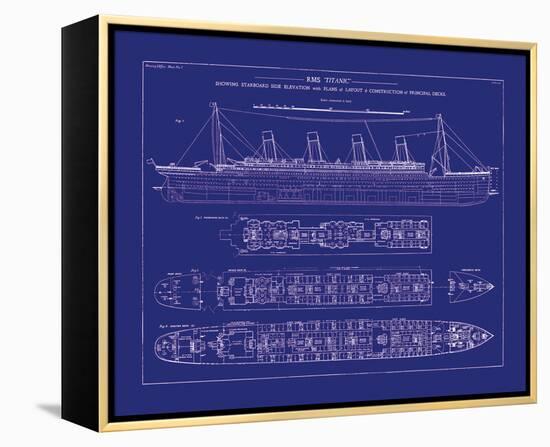 Titanic Blueprint I-The Vintage Collection-Framed Stretched Canvas