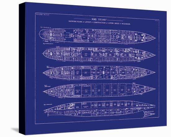 Titanic Blueprint II-The Vintage Collection-Framed Stretched Canvas