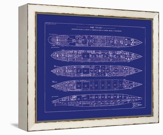 Titanic Blueprint II-The Vintage Collection-Framed Stretched Canvas