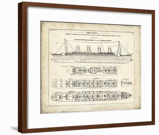 Titanic Blueprint Vintage I-The Vintage Collection-Framed Giclee Print