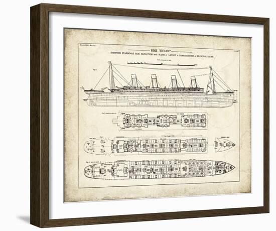 Titanic Blueprint Vintage I-The Vintage Collection-Framed Giclee Print