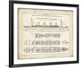 Titanic Blueprint Vintage I-The Vintage Collection-Framed Giclee Print