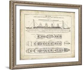Titanic Blueprint Vintage I-The Vintage Collection-Framed Giclee Print