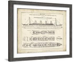 Titanic Blueprint Vintage I-The Vintage Collection-Framed Giclee Print