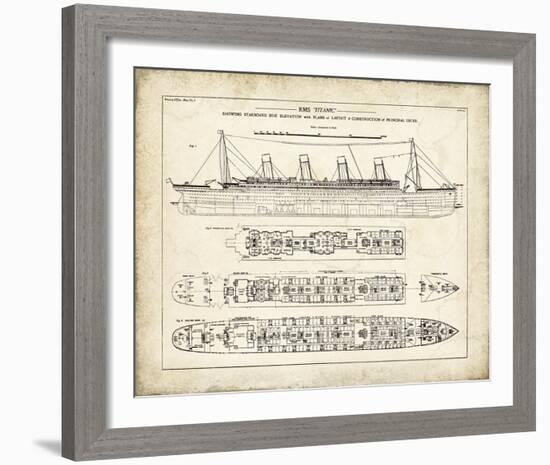 Titanic Blueprint Vintage I-The Vintage Collection-Framed Giclee Print