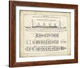 Titanic Blueprint Vintage I-The Vintage Collection-Framed Giclee Print