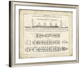 Titanic Blueprint Vintage I-The Vintage Collection-Framed Giclee Print