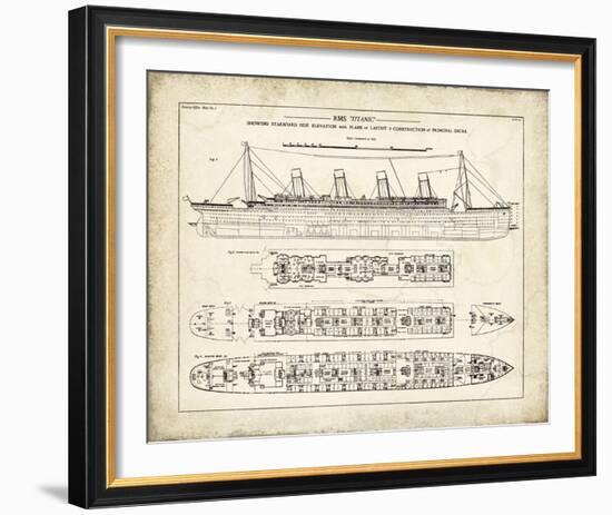 Titanic Blueprint Vintage I-The Vintage Collection-Framed Giclee Print