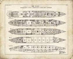 Titanic Blueprint Vintage II-The Vintage Collection-Giclee Print