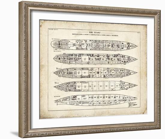 Titanic Blueprint Vintage II-The Vintage Collection-Framed Giclee Print