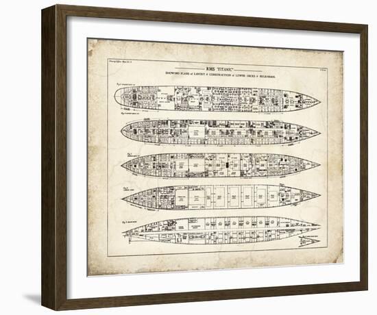 Titanic Blueprint Vintage II-The Vintage Collection-Framed Giclee Print