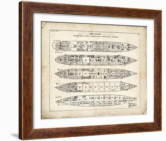 Titanic Blueprint Vintage II-The Vintage Collection-Framed Giclee Print