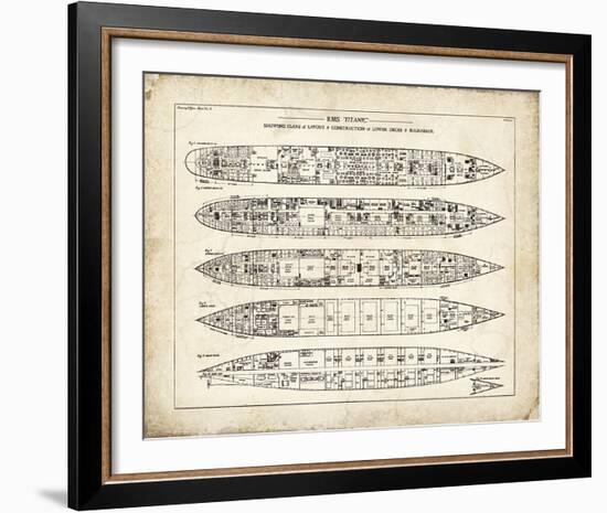 Titanic Blueprint Vintage II-The Vintage Collection-Framed Giclee Print