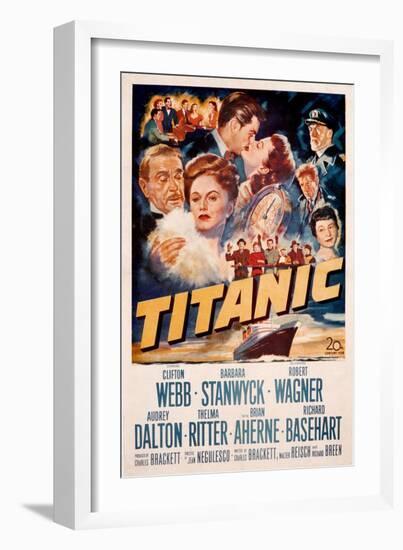 Titanic, Clifton Webb, Barbara Stanwyck, Robert Wagner, Audrey Dalton, Richard Basehart, 1953-null-Framed Art Print