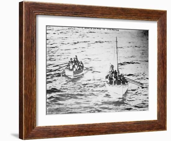 TITANIC life boats on way to CARPATHIA, 1912-null-Framed Photographic Print