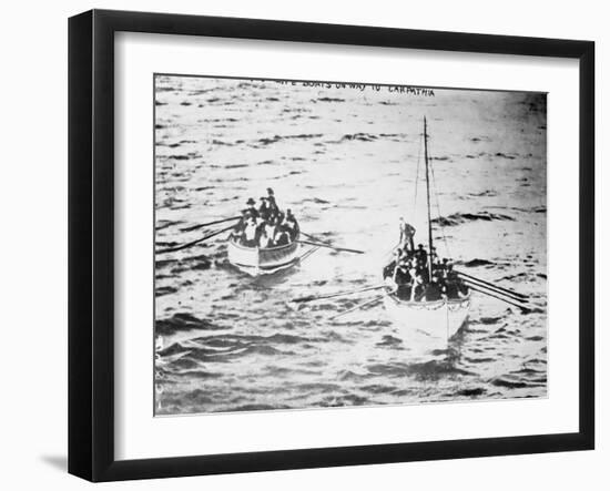 TITANIC life boats on way to CARPATHIA, 1912-null-Framed Photographic Print