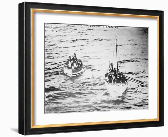 TITANIC life boats on way to CARPATHIA, 1912-null-Framed Photographic Print