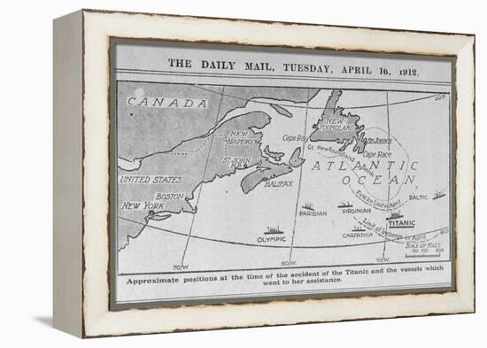 Titanic Location Map-null-Framed Premier Image Canvas