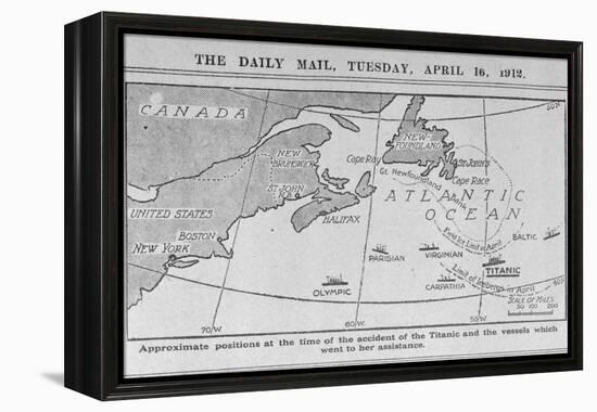 Titanic Location Map-null-Framed Premier Image Canvas