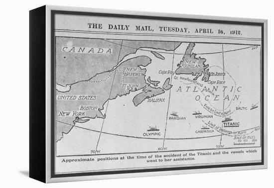 Titanic Location Map-null-Framed Premier Image Canvas