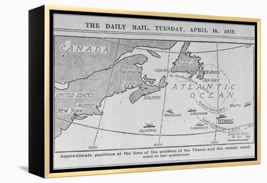 Titanic Location Map-null-Framed Premier Image Canvas