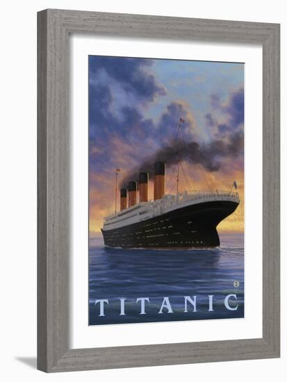 Titanic Scene - White Star Line-Lantern Press-Framed Art Print