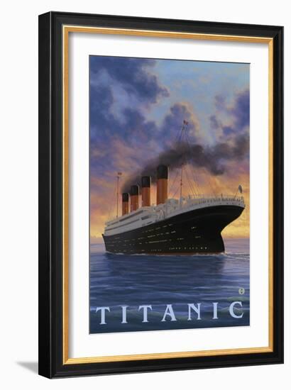 Titanic Scene - White Star Line-Lantern Press-Framed Art Print