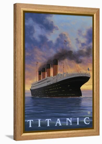 Titanic Scene - White Star Line-Lantern Press-Framed Stretched Canvas