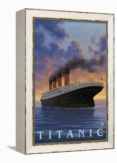 Titanic Scene - White Star Line-Lantern Press-Framed Stretched Canvas