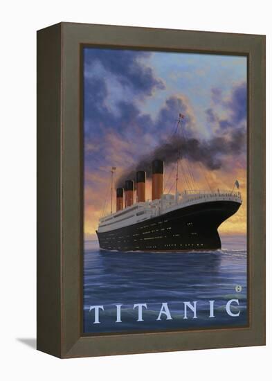 Titanic Scene - White Star Line-Lantern Press-Framed Stretched Canvas