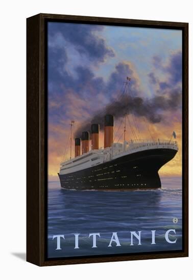 Titanic Scene - White Star Line-Lantern Press-Framed Stretched Canvas