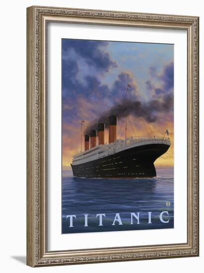 Titanic Scene - White Star Line-Lantern Press-Framed Premium Giclee Print