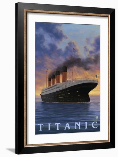 Titanic Scene - White Star Line-Lantern Press-Framed Premium Giclee Print