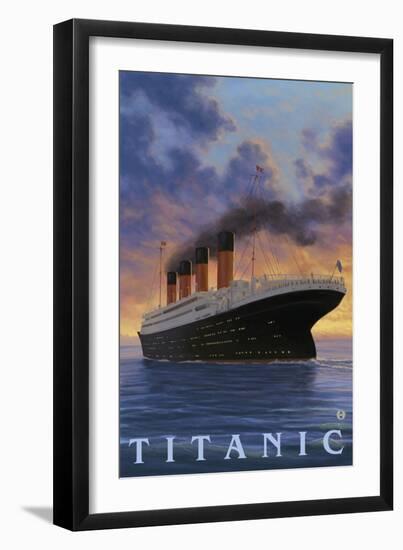 Titanic Scene - White Star Line-Lantern Press-Framed Premium Giclee Print