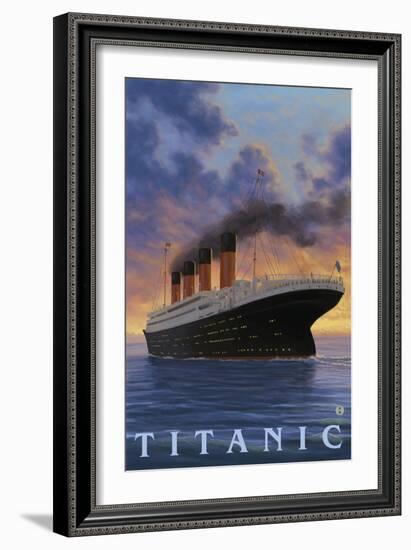 Titanic Scene - White Star Line-Lantern Press-Framed Premium Giclee Print