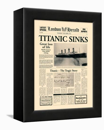 Titanic Sinks-The Vintage Collection-Framed Stretched Canvas