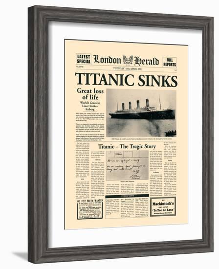 Titanic Sinks-The Vintage Collection-Framed Art Print