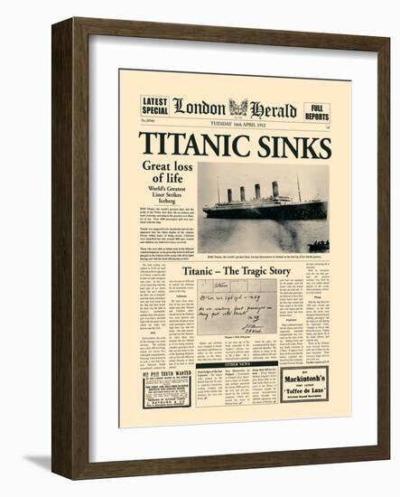 Titanic Sinks-The Vintage Collection-Framed Art Print