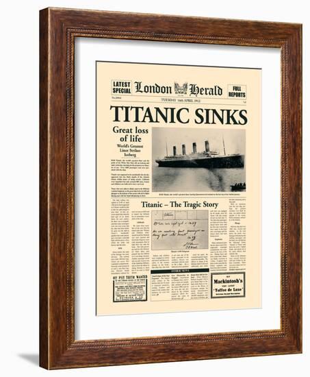 Titanic Sinks-The Vintage Collection-Framed Art Print