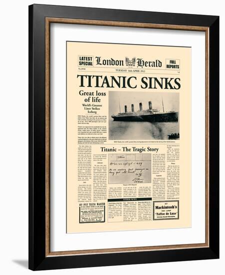 Titanic Sinks-The Vintage Collection-Framed Art Print