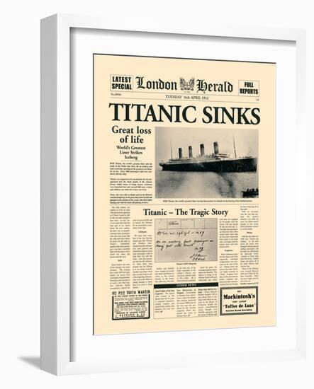 Titanic Sinks-The Vintage Collection-Framed Art Print