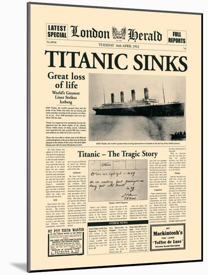 Titanic Sinks-The Vintage Collection-Mounted Art Print