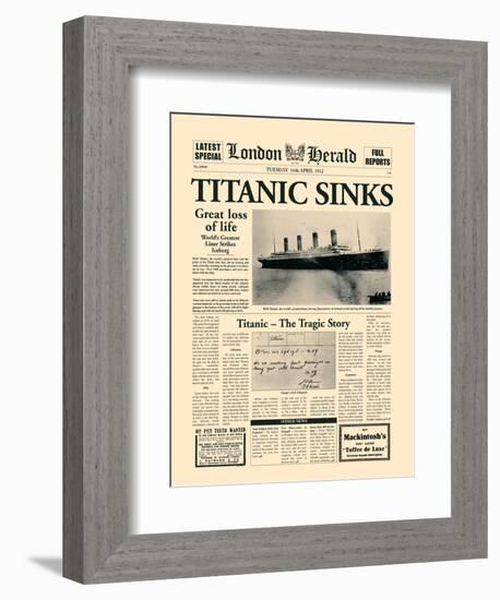 Titanic Sinks-The Vintage Collection-Framed Art Print