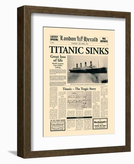 Titanic Sinks-The Vintage Collection-Framed Art Print