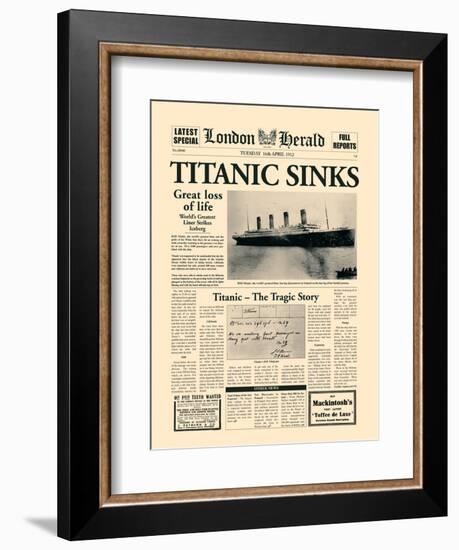 Titanic Sinks-The Vintage Collection-Framed Art Print