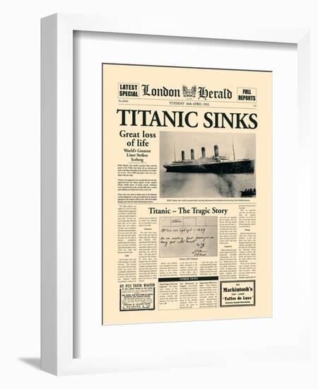 Titanic Sinks-The Vintage Collection-Framed Art Print