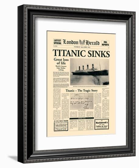 Titanic Sinks-The Vintage Collection-Framed Art Print