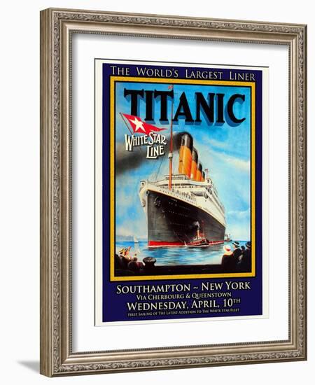 Titanic White Star Line Travel Poster 1-Jack Dow-Framed Giclee Print
