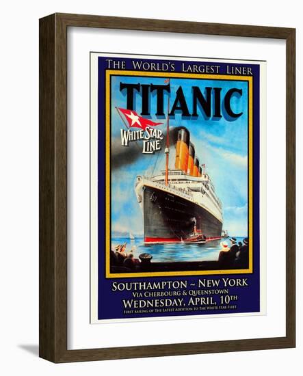 Titanic White Star Line Travel Poster 1-Jack Dow-Framed Giclee Print